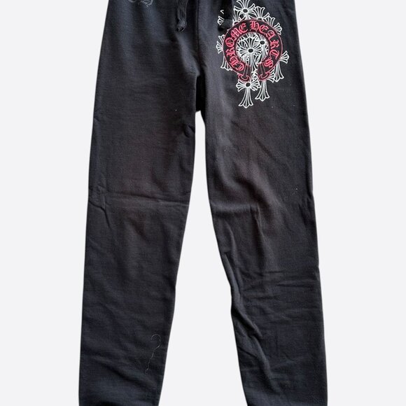 Chrome Hearts Black & Red Cemetery Horseshoe Logo Sweatpants - Picture 1 of 5